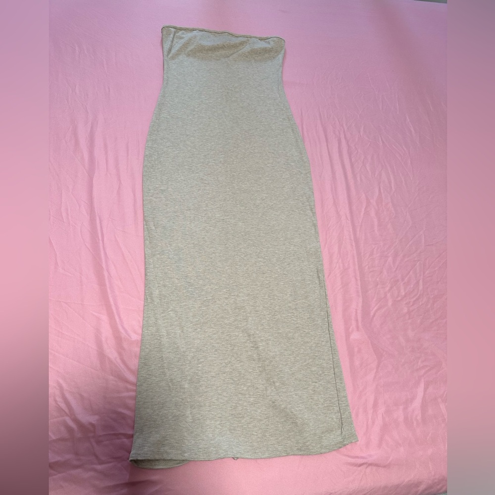 See You Monday,  Light beige sleeveless dress.